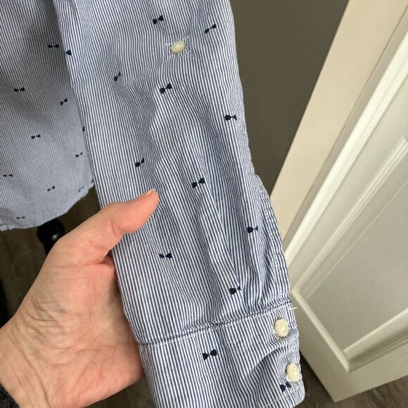 Tommy Hilfiger medium l/s preppy button down‎ with stripes and bow tie print - Picture 3 of 5